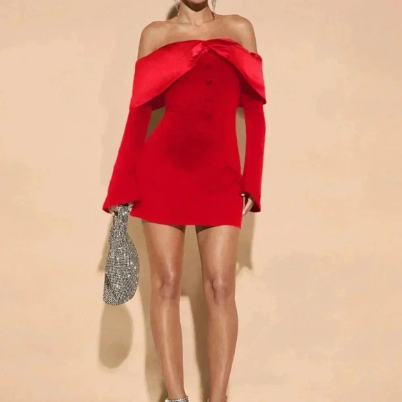 Red Elegant Women's Leopard Lace Panel Cami Dress - Picture 6 of 6